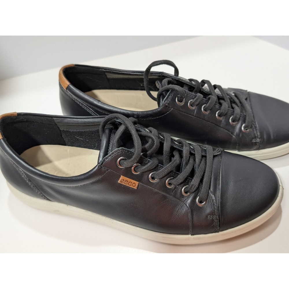 ECCO Soft 7 Mens Black Leather Sneakers Low Top Shoes 430003-01001 42 Size 11